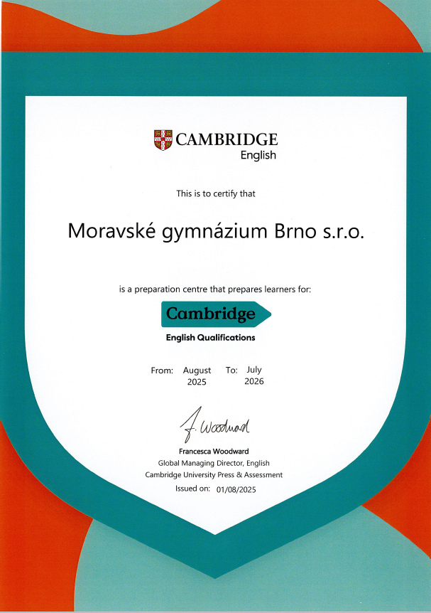 Certifikát Cambridge English